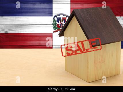 Das Konzept Verkauf von Wohnungen, von Immobilien Hypotheken, Staatsbürgerschaft und Unterkunft, sowie Investitionen in ein zukünftiges Haus. Dominikanische Republik FL Stockfoto
