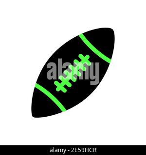 Stilisiertes American Football Logo-Symbol, schwarze Farbe mit grünen Linien. Flache und durchgehende Vektorgrafik. Stock Vektor