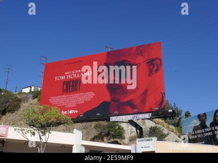 Los Angeles, Kalifornien, USA 26. Januar 2021 EIN allgemeiner Blick auf die Atmosphäre von Tom Holland Cherry Billboard am 26. Januar 2021 in Los Angeles, Kalifornien, USA. Foto von Barry King/Alamy Stockfoto Stockfoto