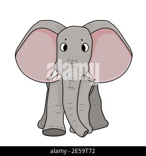 Cute Grey Running Elefant mit großen Ohren. Tier ist auf weißem Hintergrund isoliert Stock Vektor