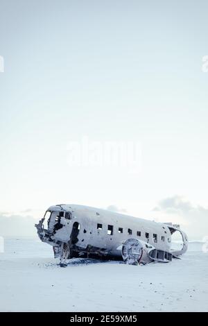 Ikonisches Flugzeugwrack der US Navy in Solheimasandur, Island Stockfoto