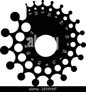 Messgerät zum Messen von Löchern und rund. Silhouettensymbole Stock Vektor