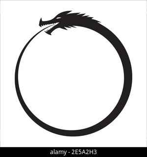 Ouroboros Infinity Symbol - schwarz auf weiß Stock Vektor