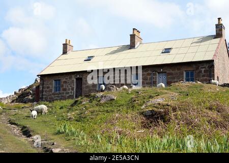 Cottages at Tormore Granite Quarry, in der Nähe von Fionnphort auf der Isle of Mull, Schottland Stockfoto