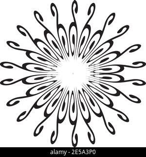 Schwarzes Mandala isoliert auf weißem Hintergrund Stockfoto