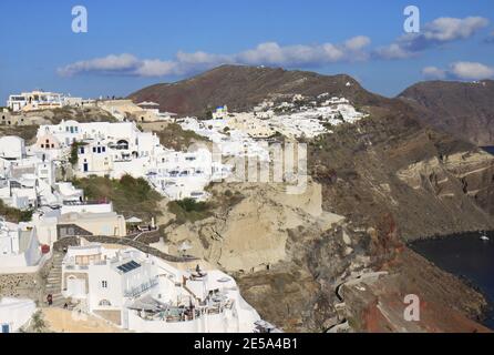 Oia Village auf Santorini, Griechenland Stockfoto