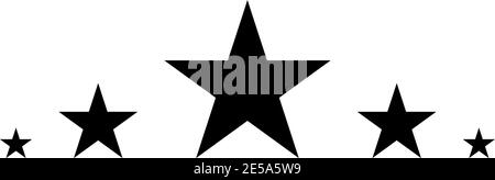 5 Sterne, Schwarzer Stern im flachen Stil, Sternsymbol Stock Vektor