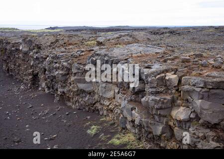 Tal Midlinda, Brumilli Heimsalfa, Rifttal zwischen zwei tektonischen Platten, Island Stockfoto