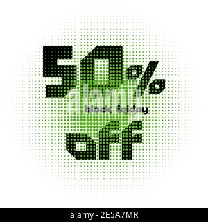 50 Off-Sale-Werbeaktion flache Abzeichen Grafik. Sale Black Friday. Eps10 Stock Vektor