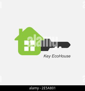Key Eco House Symbol, Logo für das Unternehmen Stock Vektor