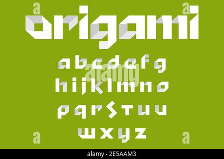 Schriftart Des Vektoralphabets. Alphabet Schriftart im Origami-Design Stock Vektor