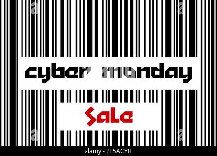 Cyber Monday Sale. Verkaufsposter mit Barcode Stock Vektor