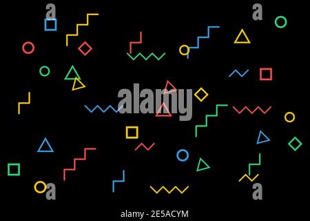 Geometrische Figuren auf einem Hintergrund mit Farbverlauf. Bunte Kreise und Linien. Flaches Design. Minimalistisches Design. Poster oder Banner. Vektorgrafik Stock Vektor