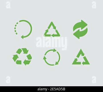 Satz von grünen Vektor-Recycling-Symbol. Vektorsammlung recyceln Stock Vektor