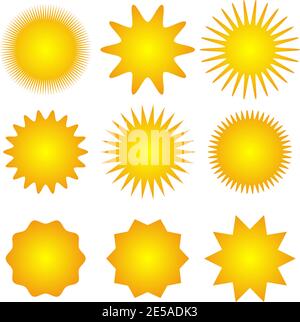 Satz von Sonnensymbolen. Feder. Sommer. Herbst. Winter Stock Vektor
