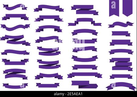Flache Vektor-Bänder Banner ultraviolette Farbe. Trendige Farbe 2018 Jahre Ultra Violet. Vektorbänder für Ihr Design Stock Vektor