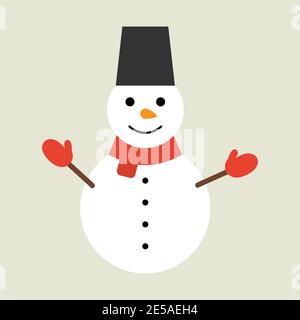 Weihnachtlicher weißer Schneemann im flachen Stil auf grauem Hintergrund. Eps10 Stock Vektor
