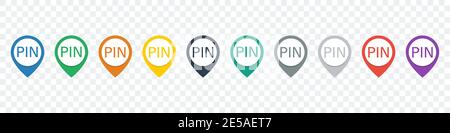 Satz der Positionsnadel. Kartenzeiger. Symbole anheften. Zeigersymbole Stock Vektor