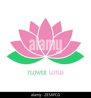 Blumen-Lotus in flacher Form, rosa und grün. Vektorsymbol EPS 10 Stock Vektor