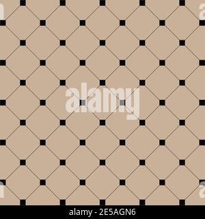Geometrische Illustration. Schwarze Quadrate mit Linien auf brawn Hintergrund. Abstrakt nahtlose Muster Hintergrund Stock Vektor