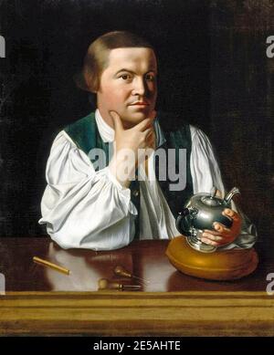 John Singleton Copley, Paul Revere (1735-1818), amerikanischer Silberschmied, Kupferstecher und Patriot, Porträtmalerei, 1768 Stockfoto