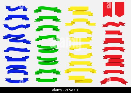 Set von Band-Banner. Blau grün gelb und rot Band Banner. Eps10 Stock Vektor