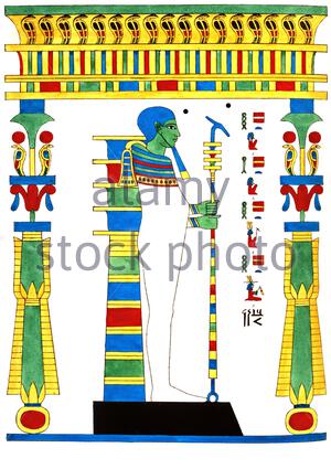 Altes Ägypten, Ptah, Vintage Illustration von 1823 Stockfoto