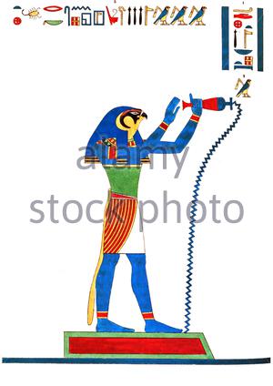 Altes Ägypten, Horus, Vintage Illustration von 1823 Stockfoto