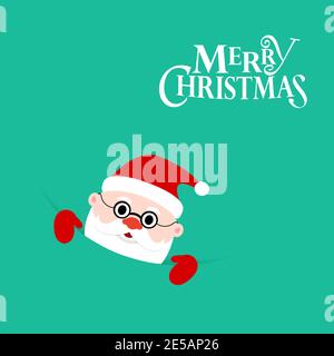 Weihnachtsmann auf grünem Hintergrund. Weihnachtsmann auf Grußkarte. Frohe Weihnachten Schriftzug Vorlage. Eps10 Stock Vektor