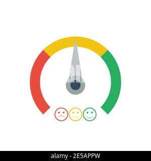 Tachometer. Geschwindigkeitsmesser-Vektor-Symbol. Skala der Emotionen. Einfach, Normal Hart. Eps10 Stock Vektor