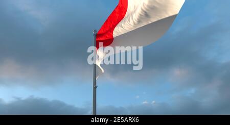 3d-Darstellung der Nationalflagge Indonesiens Stockfoto