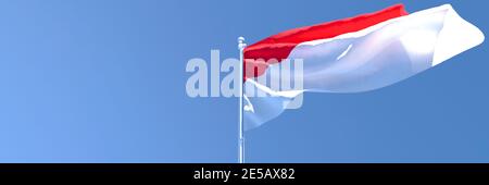 3D-Rendering der Nationalflagge Indonesiens, die im Wind winkt Stockfoto