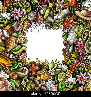 Feder handgezeichnete Vektor-Doodles Rahmendesign. Stock Vektor