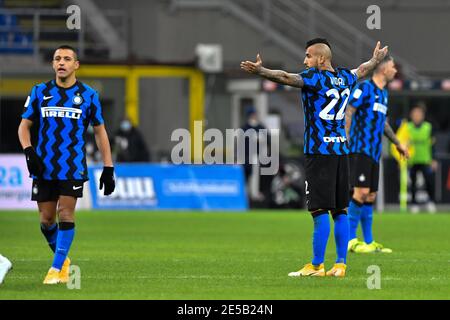 Mailand, Italien. Januar 2021. Arturo Vidal (22) von Inter Mailand beim Coppa Italia-Spiel zwischen Inter und AC Mailand in San Siro in Mailand. (Foto Kredit: Gonzales Foto/Alamy Live News Stockfoto