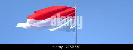 3D-Rendering der Nationalflagge Indonesiens, die im Wind winkt Stockfoto
