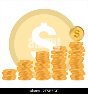 Stapel von goldenen Münzen, finanzielles Wachstum Konzept, Vektor. Stock Vektor