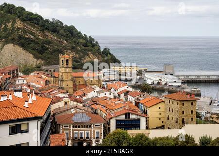 San Salvador Kirche in Getaria, Baskenland in Spanien. Stockfoto