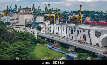 Singapur ist ein souveräner Inselstadtstaat in Südostasien, vor der Malaiischen Halbinsel, gegründet 1819 von Sir Stamford Raffles als Handelsposten. Stockfoto