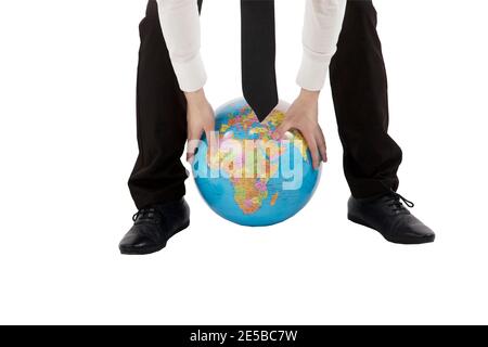 Geschäftsleute und Globus hochwertige Fotos Stockfoto