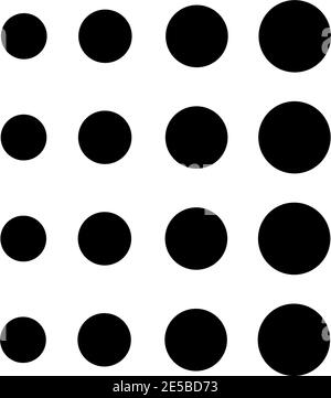 Punkte von einer Ecke zur anderen verringert. Abbildung des Symbols für flache Vektorgrafiken. Einfaches schwarzes Symbol auf weißem Hintergrund. Punkte von kleinen bis großen Zeichen Stock Vektor