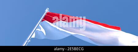 3D-Rendering der Nationalflagge Indonesiens, die im Wind winkt Stockfoto