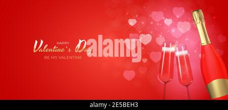 Valentinstag Urlaub Geschenkkarte Hintergrund realistisches Design. Vorlage für Werbung, Web, Social Media und Modewerbung. Plakat, Flyer, Begrüßung ca. Stock Vektor