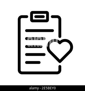 Symbol „Wunschzettel“. Zwischenablage mit Herz-Symbol. Vektorgrafik. Symbol für Favoritenliste. Liebesliste Symbol isoliert Stock Vektor