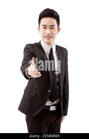 Business Mann nach vorne streckte seine rechte Hand hohe Qualität Foto Stockfoto