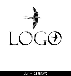 Vector Swallow Symbol und Schriftzug Logo auf weißem Hintergrund. Isoliertes Swallow-Logo für eine Website oder Marke Stock Vektor