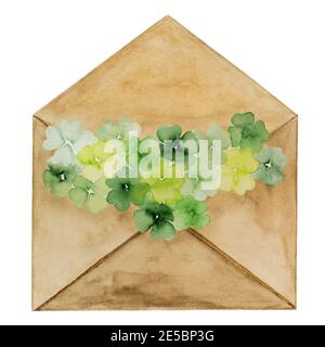 Schöne Aquarellzeichnung eines Briefumschlags Stockfoto