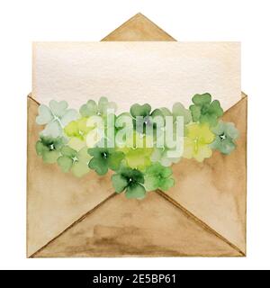 Schöne Aquarellzeichnung eines Briefumschlags Stockfoto