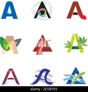 Set von Dekorativen Buchstaben A Icons - Elemente für Logo Design Stock Vektor