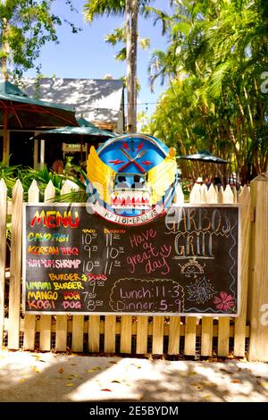 Eintritt zum Garbo's Grill in Key West, Florida, FL USA. Südlichster Punkt in den kontinentalen USA. Urlaub auf der Insel Stockfoto