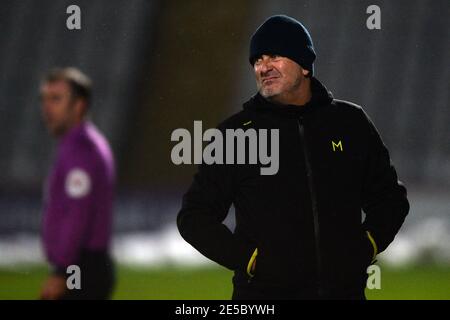 Colchester United Manager Steve Ball ist frustriert - Stevenage / Colchester United, Sky Bet League Two, Lamex Stadium, Stevenage, Großbritannien - 26. Januar 2021 nur für redaktionelle Verwendung - es gelten DataCo-Beschränkungen Stockfoto